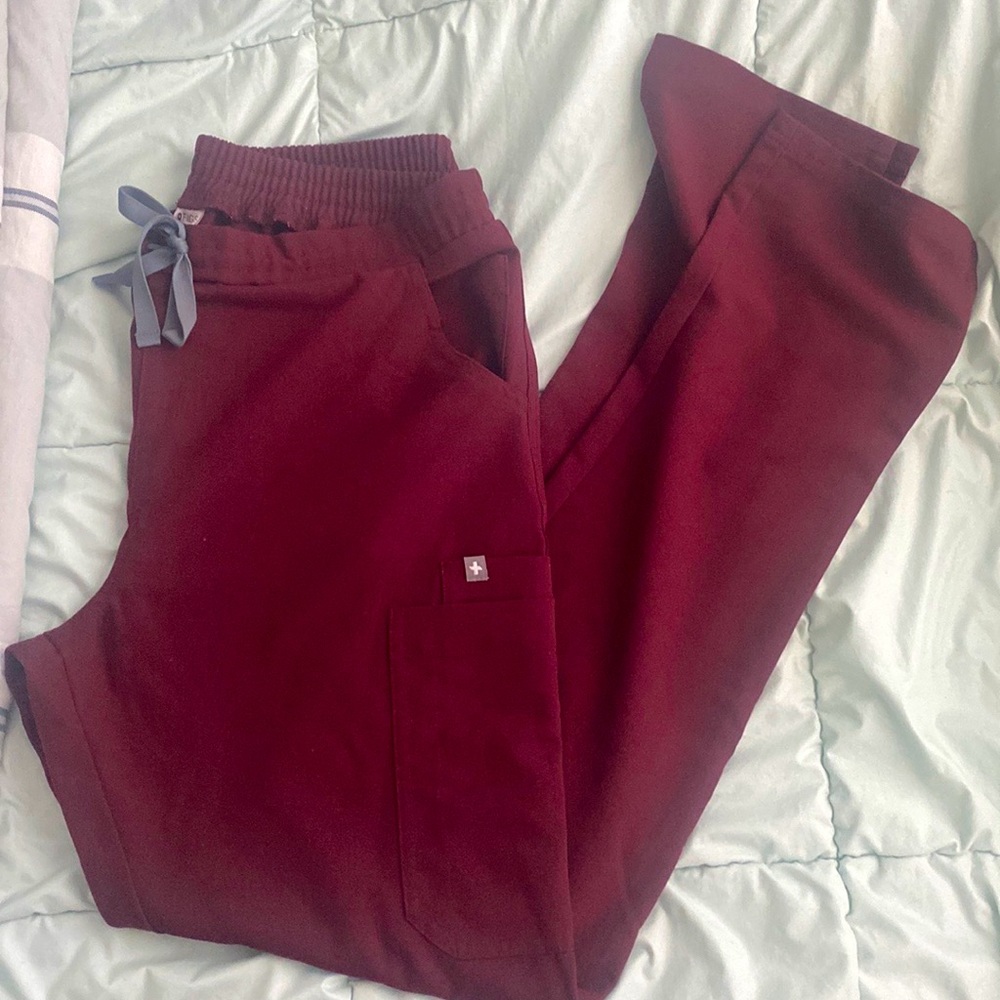 FIGS Burgandy Yola Scrub Bottom (Medium TALL)